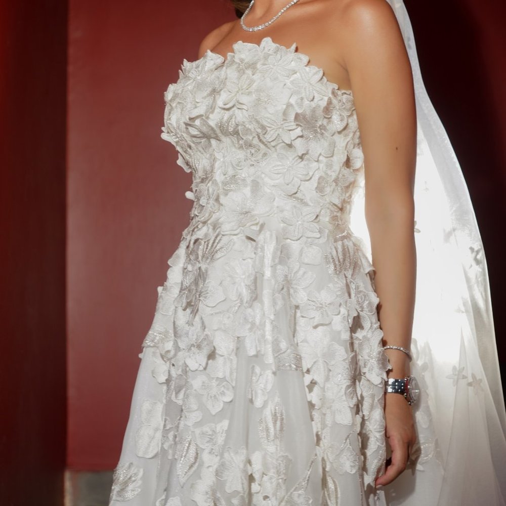 Custom Floral Cut-out Wedding Dress inspired by Elie Saab